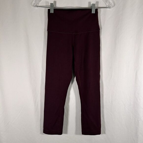 lululemon athletica Pants - Lululemon Leggings Women's 4 Red Ankle Pull On Mid Rise Drawstring 21" Inseam